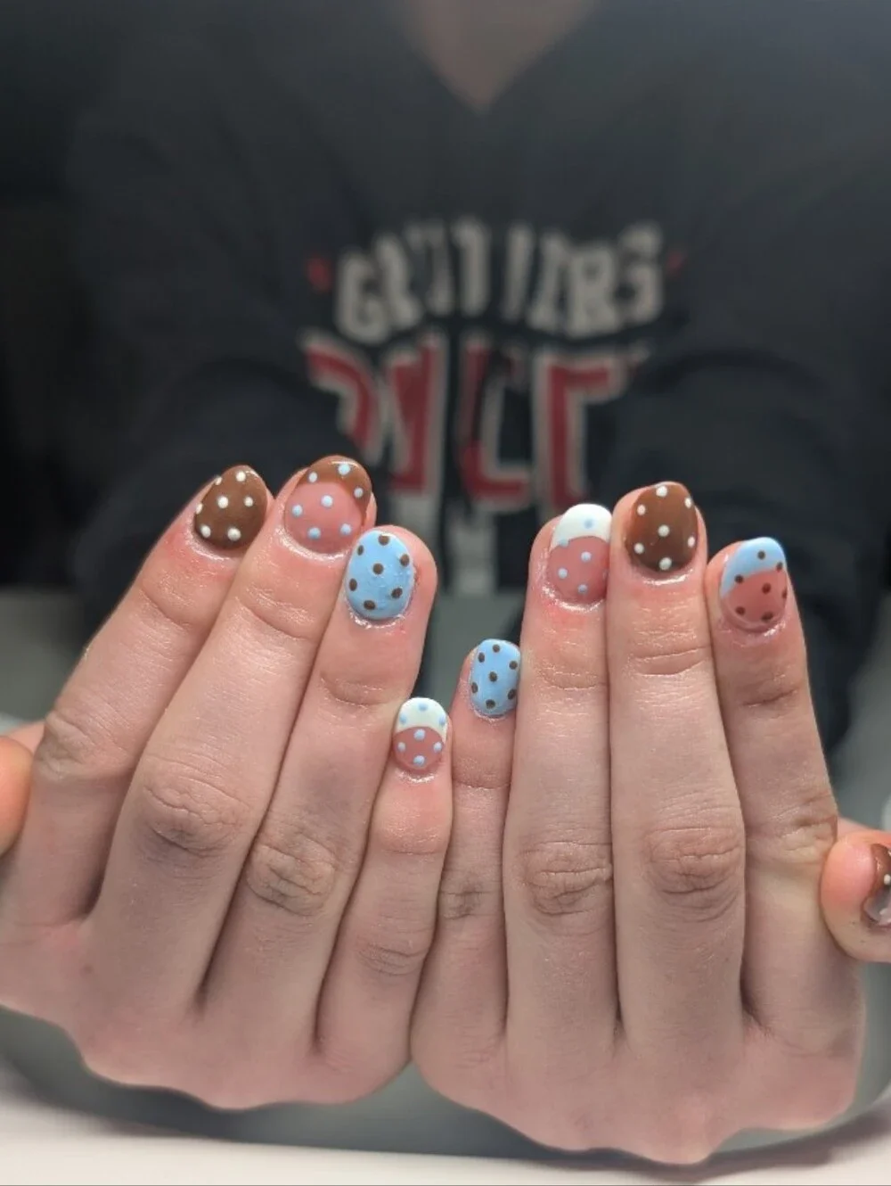 Handmade Brown, White, And Blue Press Ons!